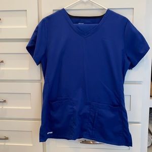 Greys anatomy navy blue scrub set.
